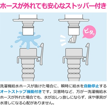 注文コード:82826156 洗濯機用双口水栓 ツバ付き ワンタッチ ストッパー付き 二口 二股 分岐 2方向 平行 横並び コンパクト 洗濯機増設 サブ洗濯機 二槽式洗濯機 2台 併用 同時給水 - GAONA(ガオナ)