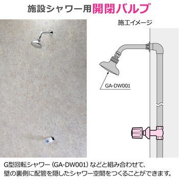 注文コード:82826445 開閉バルブ 壁内 水道工事用 取付ねじ Rc1/2 隠蔽配管 壁付ハンドル 銭湯 プール シャワー 水出し - GAONA(ガオナ)