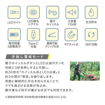 注文コード:82913559 熊よけ電子ホイッスル ベアーガード LEDライト付 生活防水 - TCL