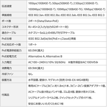 注文コード:82930167 法人向け 10Gマルチギガ対応 IEEE 802.3bt規格準拠 PoEインジェクター - エレコム