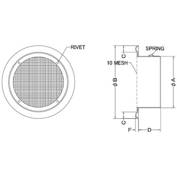 注文コード:82954168 外壁用アルミ製換気口 フラットグリル 大口径 金網型10メッシュ 低圧損 - 西邦工業