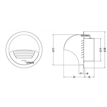 注文コード:82954999,82955498 外壁用アルミ製換気口 セルフード 大口径 同芯ガラリ型 - 西邦工業