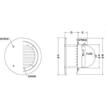 注文コード:82955288,82955349,82955997,82956880 外壁用アルミ製換気口 フラットカバー付換気口 ガラリ型 防火ダンパー付 - 西邦工業