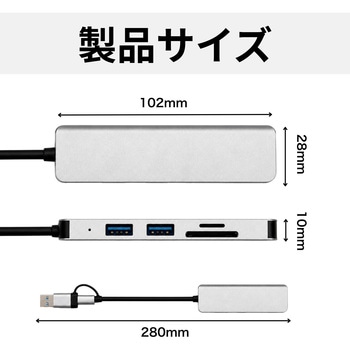 注文コード:82957485 5in1 USBハブ デュアルポート (USB-A・USB-C) - ZATTA