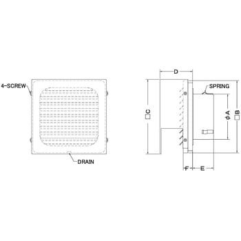 注文コード:84869691 外壁用アルミ製換気口 角型フラットフード - 西邦工業
