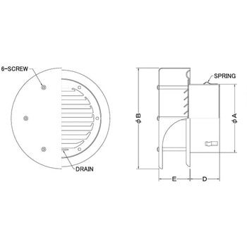 注文コード:82958070,82958420 外壁用アルミ製換気口 薄型フラットフード 大口径 ガラリ型 - 西邦工業