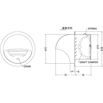 注文コード:82958176,82959120 外壁用アルミ製換気口 セルフード 偏芯ガラリ型 逆風防止ダンパー付 - 西邦工業