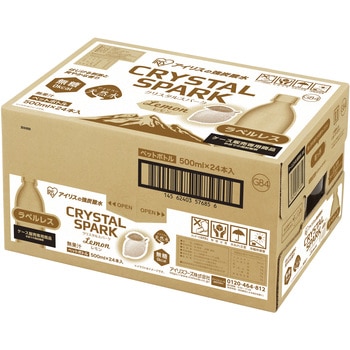 注文コード:83051775 強炭酸水レモン CRYSTAL SPARK 500ml×24本 ラベルレス - アイリスオーヤマ