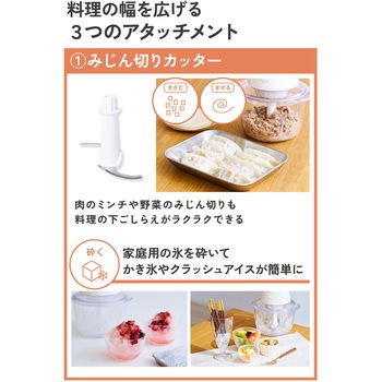 注文コード:83056971 フードプロセッサー コンパクト 1台5役 氷も砕ける 電動 みじん切り おろし 混ぜる 泡立て ガラスボトル - テスコム
