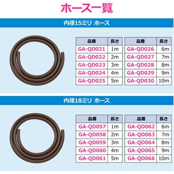注文コード:83060148 ホース接手セット 延長用 内径15ミリ・18ミリ バンドつき 散水 茶色 - GAONA(ガオナ)