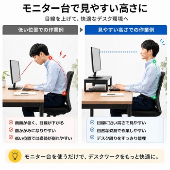 注文コード:83115640 モニター台 USBハブ付き 折りたたみ式 幅調整 机上ラック スマホスタンド・引き出し収納付き - メディアカバーマーケット