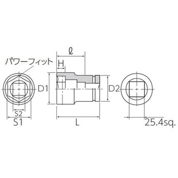 注文コード:84375395 1"DR/41x19mm ホイールナット用ソケット アウター/インナー - エスコ