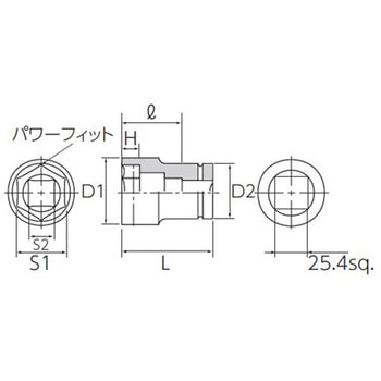 注文コード:84415514 1"DRx38mm ホイールナット用インパクトソケット 薄肉 - エスコ