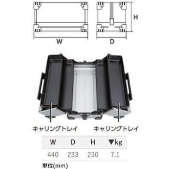 注文コード:84593260 440x233x230mm 両開き工具箱 レッド - エスコ