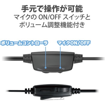 注文コード:88259387 ヘッドホン ヘッドセット マイク付き 有線 Φ3.5mm4極ミニプラグ ネックバントタイプ ミュートスイッチ付き 無指向性 テレワーク WEB会議 オンライン授業 ブラック - エレコム