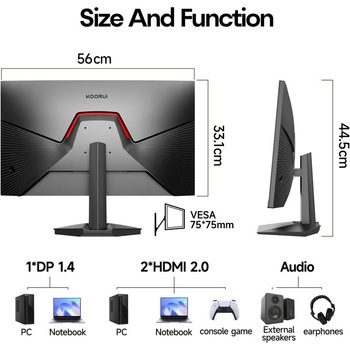 注文コード:88460255 KOORUI 24.5インチ FHD 240Hz GTG1ms Fast IPSゲーミングモニター - KOORUI