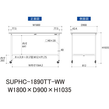 注文コード:88941797 軽量作業台/耐荷重128kg_移動式_全面棚付_ワークテーブル150シリーズ_低圧メラミン天板 山金工業