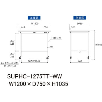 注文コード:88941842 軽量作業台/耐荷重128kg_移動式_全面棚付_ワークテーブル150シリーズ_低圧メラミン天板 山金工業