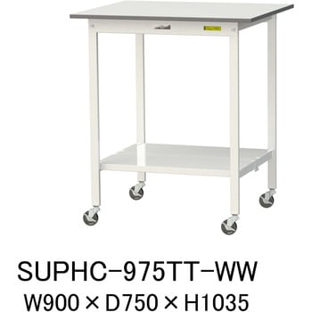 注文コード:88941867 軽量作業台/耐荷重128kg_移動式_全面棚付_ワークテーブル150シリーズ_低圧メラミン天板 山金工業