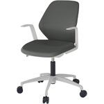 キュアチェア クロスバック 肘付 5本・アルミ塗装脚 ウレタンキャスター<配送時組立サービス付> イトーキ