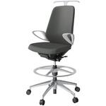 ノートチェア ハイポジションタイプ ハイバック 固定肘 ハンガー ランバーサポート付 クロスPV アルミ脚<配送時組立サービス付> イトーキ