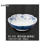 楕円花鉢 藍草紋 ELー355シリーズ スリーライン