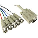 RS PRO DVケーブル / モニターケーブル 2m コネクタA:オス VGA/SVGA コネクタB:オス RGB 5 BNC グレー RS PRO