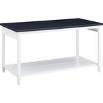 L77F2C MBU2 スチール実験台・作業台 両面 アジャスタータイプ 棚付 引出し無 900×900×850mm オカムラ(岡村製作所)