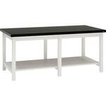 L76JYE MAU6 木製実験台・作業台 片面 アジャスタータイプ 棚付 引出し無 1200×750×800mm オカムラ(岡村製作所)