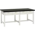 L76JAE MAU6 木製実験台・作業台 両面 アジャスタータイプ 棚無 引出し付 ラッチ付タイプ 1200×900×800mm オカムラ(岡村製作所)