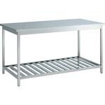 L7712B S01 ステンレス実験台・作業台 両面 アジャスタータイプ 棚付 引出し無 600×900×850mm オカムラ(岡村製作所)