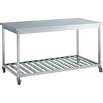 L79CBE S01 ステンレス実験台・作業台 片面 キャスタータイプ 棚付 引出し無 1200×600×800mm オカムラ(岡村製作所)