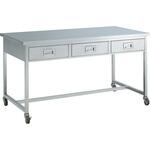 L772CF S01 ステンレス実験台・作業台 片面 キャスタータイプ 棚無 引出し付 1500×600×850mm オカムラ(岡村製作所)