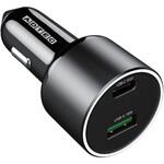 Power Delivery対応 シガーソケットタイプ充電器 最大100W<Type-C x1、Type-A x1>/1.2m ワットモニタ付 Type-C ケーブルセット アドテック
