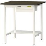 SLMH-975UT-BRW ワークテーブルLABシリーズ 固定式 キャビネット・半面棚板付 指紋レスメラミン天板 WH950mm ヤマテック