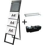 BELSK-A4Y3K-KC-3SET ブラックイージーリンクスタンド看板 A4横3片面カタログケース屋内用 ウエイトアーム・水タンクセット 常磐精工