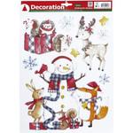 19823 ウィンドウシール 静電タイプ スノーマンと動物たち 東京ローソク製造