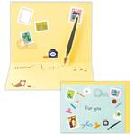 EAR-822-675 多目的カード 猫と切手 日本ホールマーク