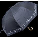 35650201 婦人晴雨65cmBJシルク猫ボーダー BK ローズ産業