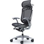 コンテッサセコンダ、固定肘、固定ヘッド、座メッシュ、ハンガー付、ランバー付、グレーB、シルバー、脚シルバー、ウレタン オカムラ(岡村製作所)