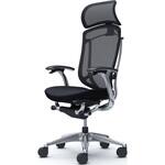 コンテッサセコンダ、固定肘、固定ヘッド、座クッション、ハンガー無、ランバー無、ブラックB、ポリッシュ、脚ポリッシュ、ウレタン オカムラ(岡村製作所)