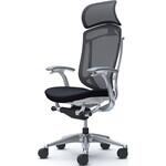 コンテッサセコンダ、固定肘、固定ヘッド、座クッション、ハンガー無、ランバー無、ホワイトB、ポリッシュ、脚ポリッシュ、ウレタン オカムラ(岡村製作所)