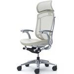 コンテッサセコンダ、固定肘、固定ヘッド、座革、ハンガー無、ランバー無、ホワイトB、ポリッシュ、脚ポリッシュ、ウレタン オカムラ(岡村製作所)