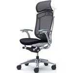 コンテッサセコンダ、固定肘、固定ヘッド、座クッション、ハンガー付、ランバー付、ホワイトB、ポリッシュ、脚ポリッシュ、ウレタン オカムラ(岡村製作所)