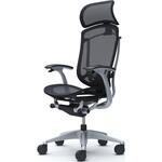 コンテッサセコンダ、固定肘、固定ヘッド、座メッシュ、ハンガー無、ランバー付、ブラックB、シルバー、脚シルバー、ウレタン オカムラ(岡村製作所)
