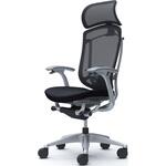 コンテッサセコンダ、固定肘、固定ヘッド、座クッション、ハンガー無、ランバー付、グレーB、シルバー、脚シルバー、ウレタン オカムラ(岡村製作所)