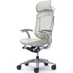 コンテッサセコンダ、固定肘、固定ヘッド、座革、ハンガー付、ランバー付、ホワイトB、ポリッシュ、脚ポリッシュ、ウレタン オカムラ(岡村製作所)