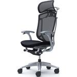 コンテッサセコンダ、固定肘、固定ヘッド、座クッション、ハンガー付、ランバー無、グレーB、シルバー、脚シルバー、ウレタン オカムラ(岡村製作所)
