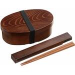 TW-13 曲げわっぱ風 弁当箱 箸と箸ケースのセット(袋入) 小判型 カクセー