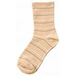 3337 婦人ゴムなし柄すべり止めソックス(ボーダー)/ベージュ/22~24cm 神戸生絲